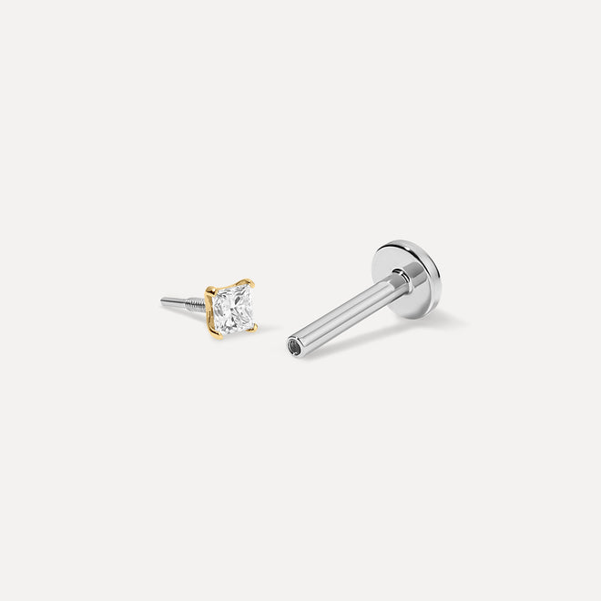 Classic Princess Cut Diamond Threaded Stud
