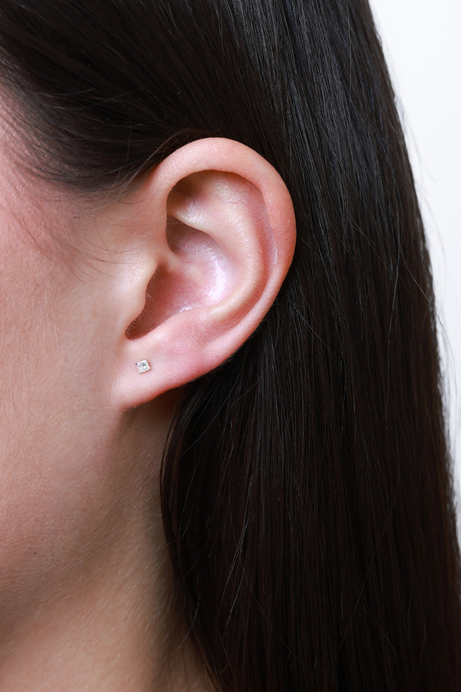 Classic Princess Cut Diamond Threaded Stud