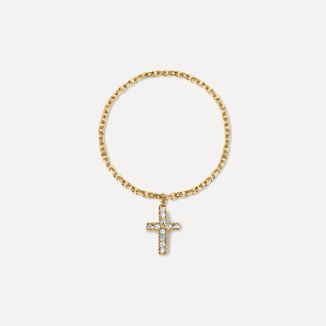 Dangling Diamond Cross Chain Ring