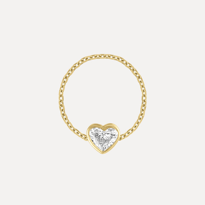 Diamond Heart Chain Ring