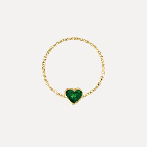 Emerald Heart Chain Ring