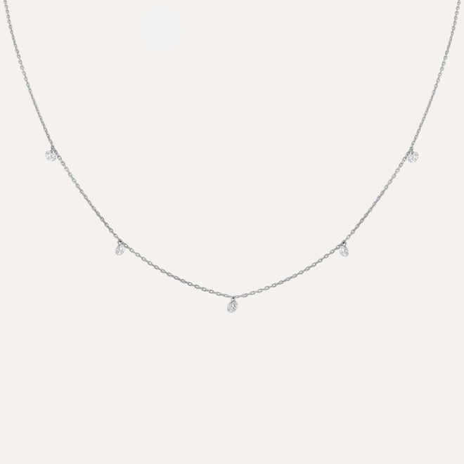 Floating Diamond Station Necklace