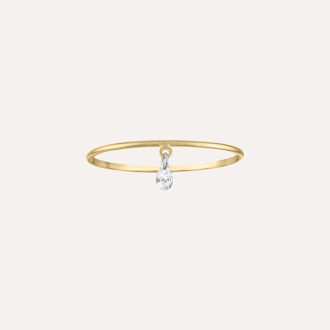 Floating Pear Diamond Ring