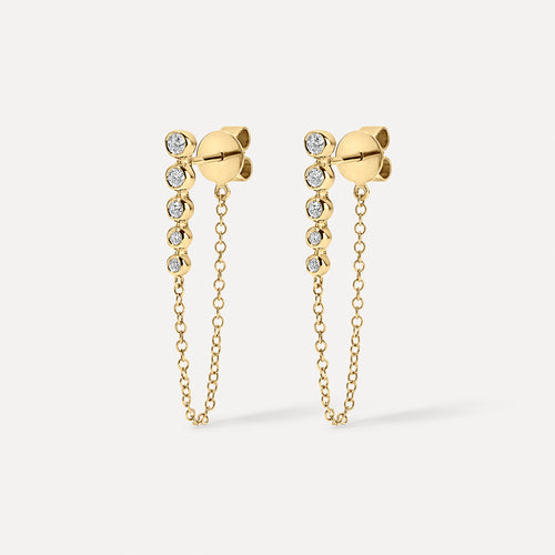 Graduated Diamond Bezel Chain Earrings