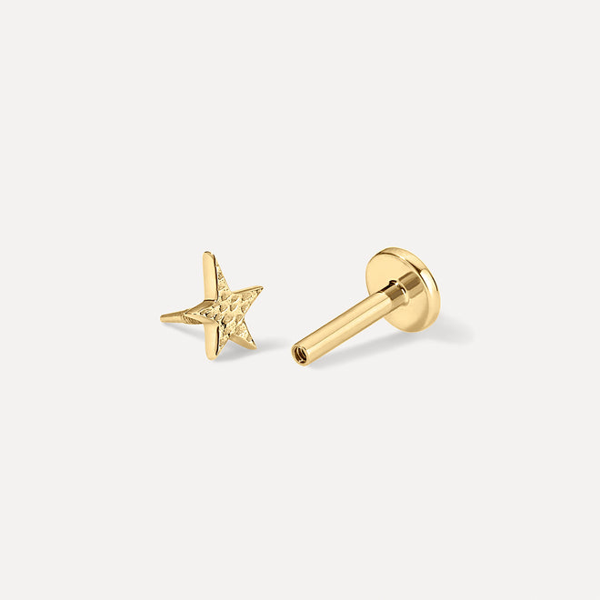 Hammered Mini Star Threaded Stud