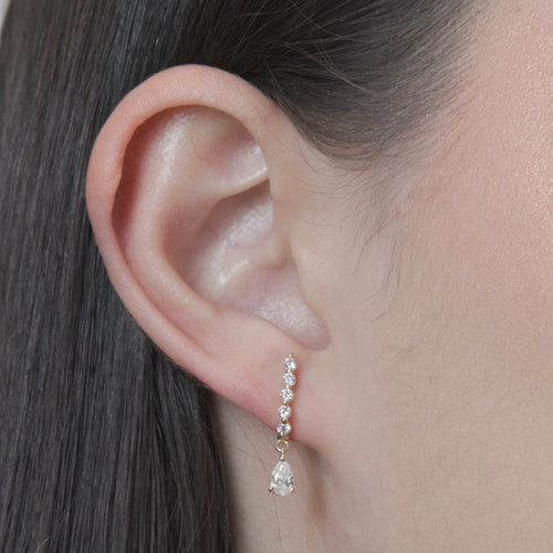 Pear Diamond Curve Huggie Drops