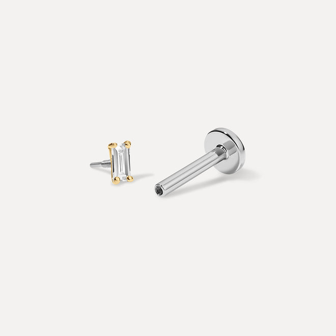 Icon Emerald Cut Diamond Threaded Stud