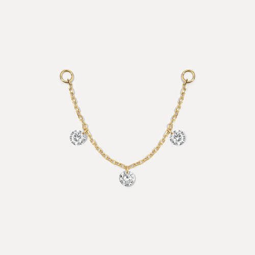Triple Diamond Drip Chain Earring Charm