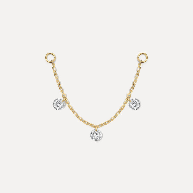 Triple Diamond Drip Chain Earring Charm
