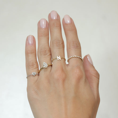 Diamond Heart Chain Ring