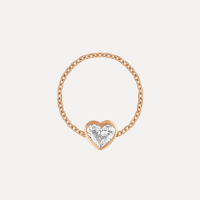 Diamond Heart Chain Ring