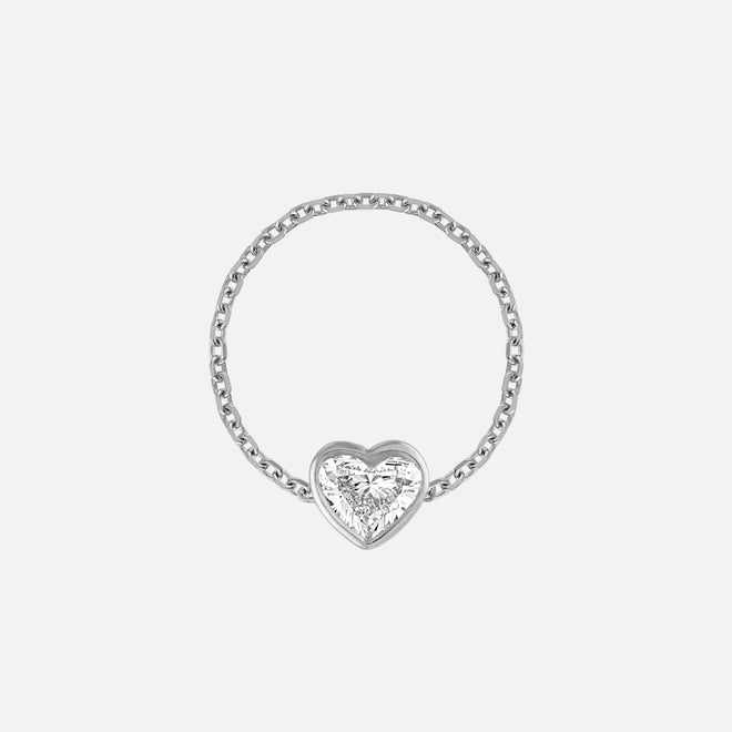 Diamond Heart Chain Ring