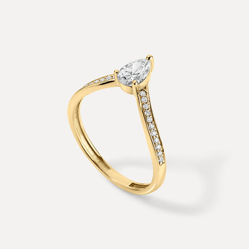 Diamond Pear V Ring