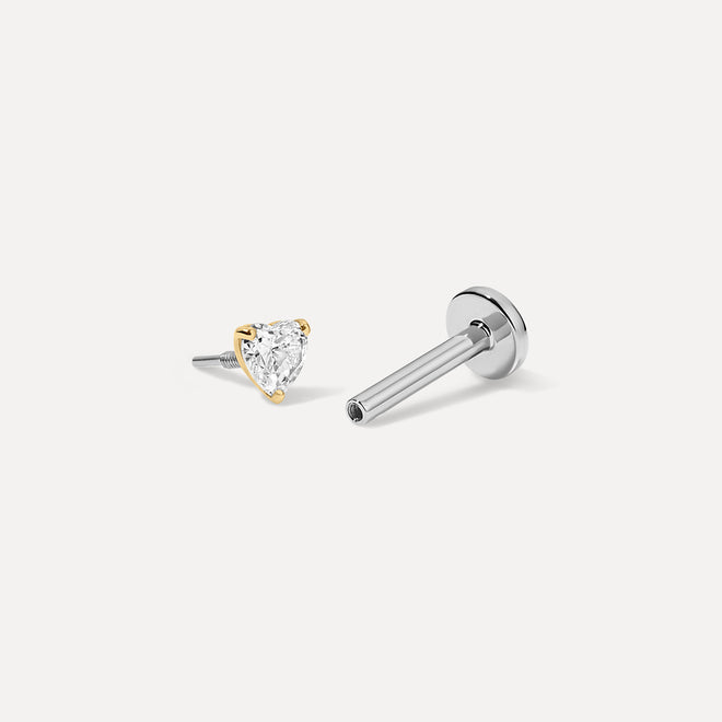 Love Heart Diamond Threaded Stud