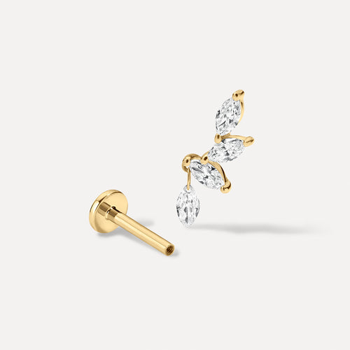 Marquise Diamond + Drop Threaded Stud