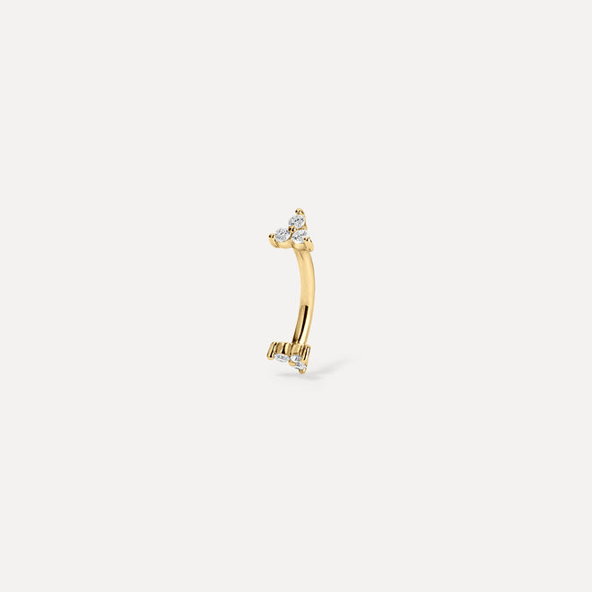 Micro White Sapphire Trio Banana Barbell Piercing