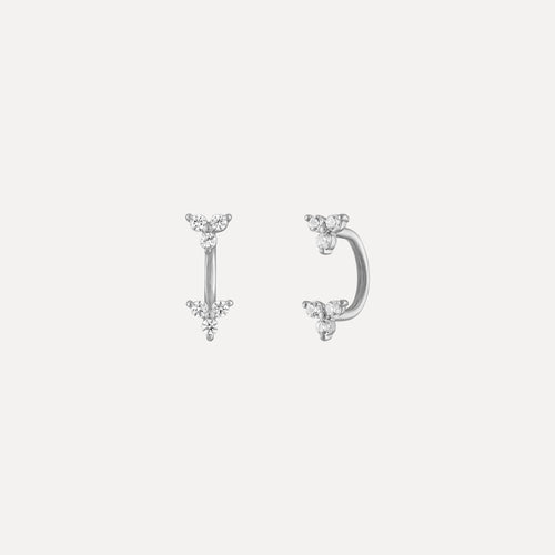 Micro White Sapphire Trio Circular Barbell