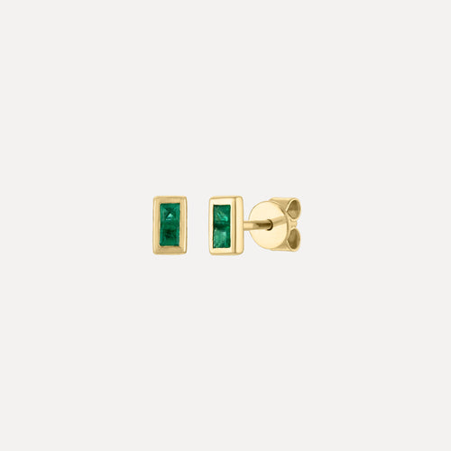 Mini Emerald Bezel Studs