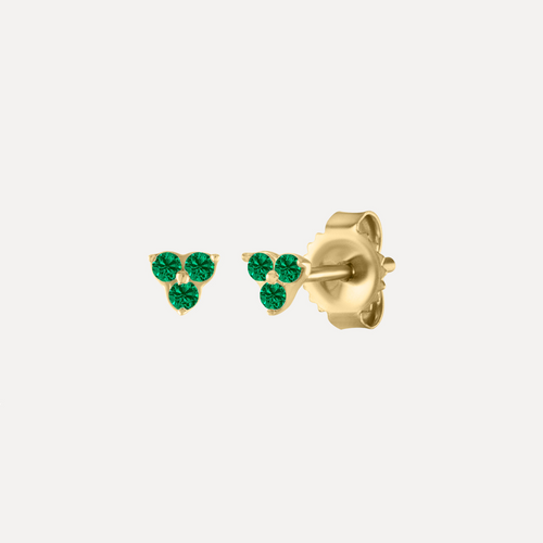 Mini Triple Emerald Studs