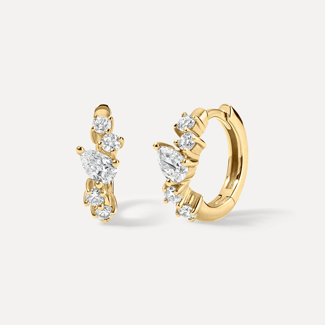 Marquise & Round Diamond Huggies