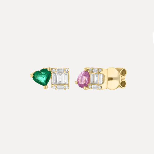 Noa Gemstone & Diamond Illusion Studs