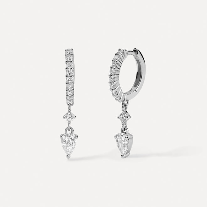 Pear Diamond Drop Huggies