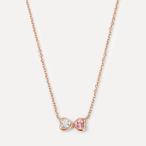 Two Birthstone Hearts Necklace