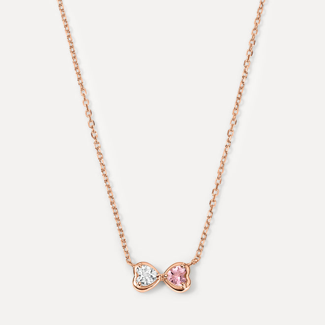 Two Birthstone Hearts Necklace