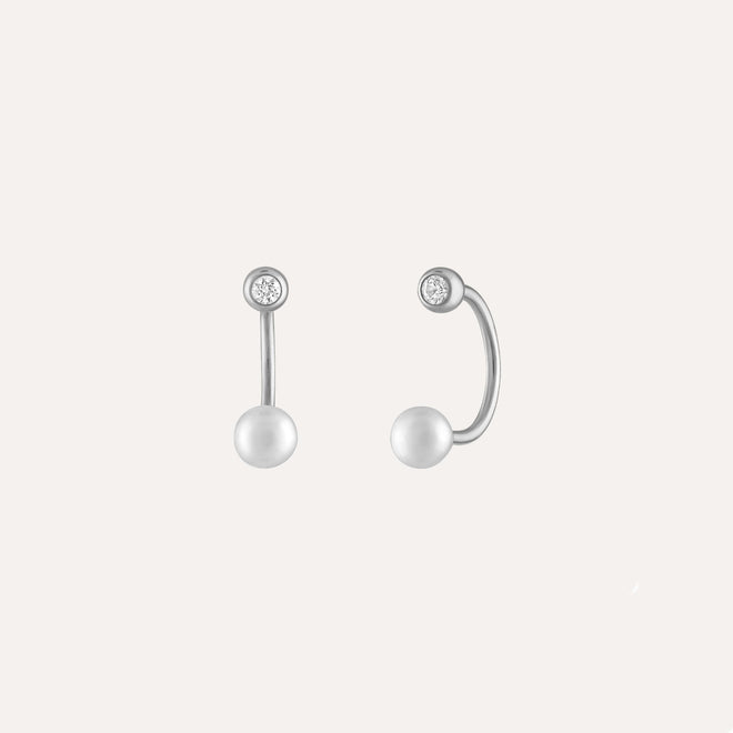 White Sapphire + Pearl Circular Barbell
