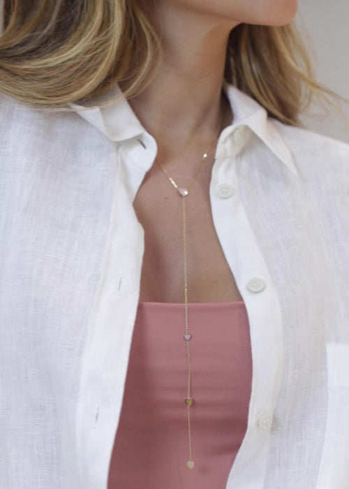 Enamel Hearts Lariat Necklace