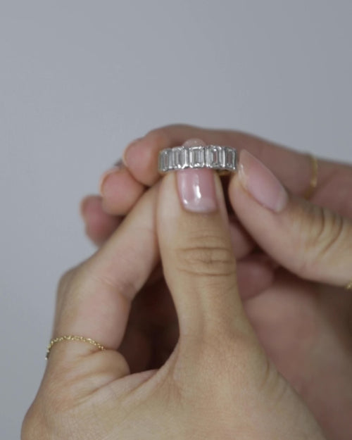 Emerald Bezel Eternity Band - Two Tone