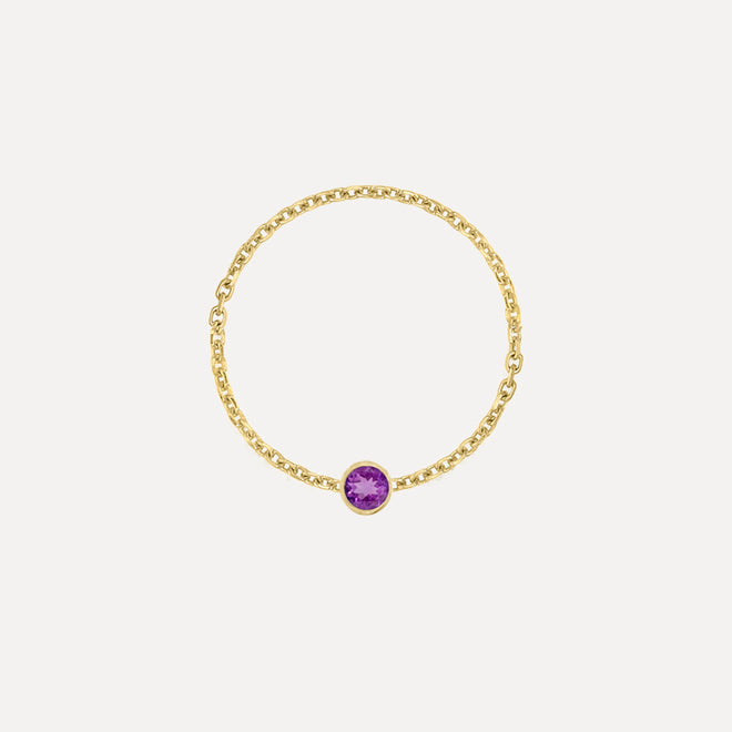 Birthstone Bezel Chain Ring