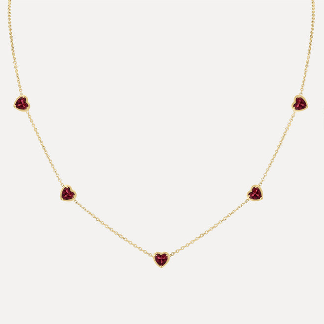 Birthstone Hearts Station Necklace