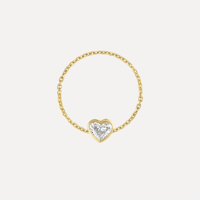 Diamond Heart Chain Ring