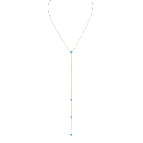 Enamel Hearts Lariat Necklace