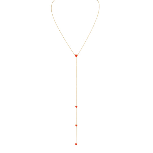 Enamel Hearts Lariat Necklace