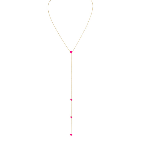 Enamel Hearts Lariat Necklace