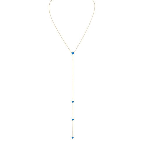 Enamel Hearts Lariat Necklace