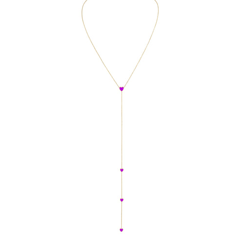 Enamel Hearts Lariat Necklace