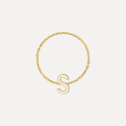 Enamel Letter Chain Ring