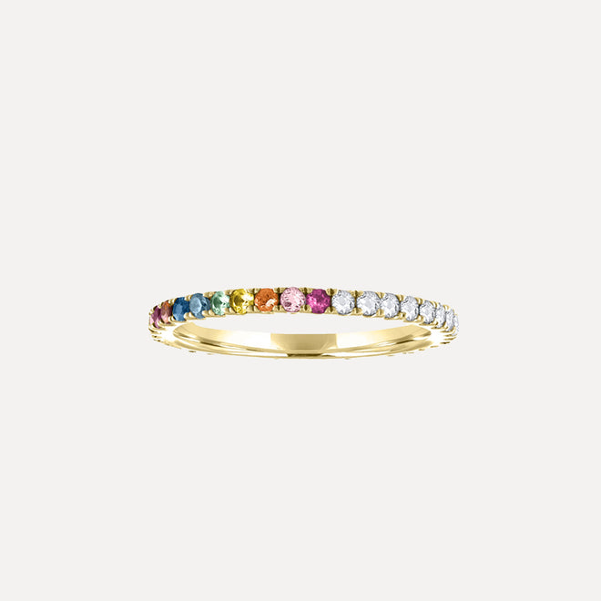 Half Rainbow Half Diamond Eternity Band by Kelly Bello Design