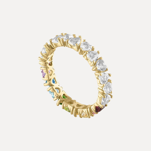 Half Rainbow Half White Heart Shape Eternity Band by Kelly Bello Design