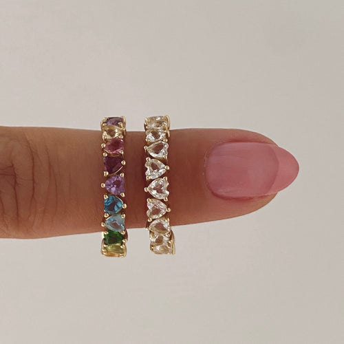 Heart Shape Rainbow Eternity Ring by Kelly Bello Design