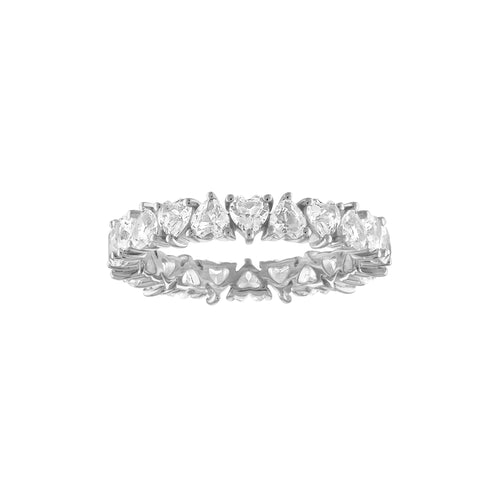 Alianza de eternidad con diamantes en forma de corazón