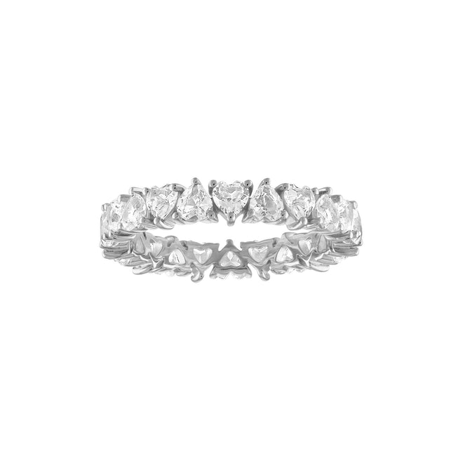 Alianza de eternidad con diamantes en forma de corazón
