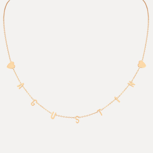 Mini Mini Letter Necklace with Hearts