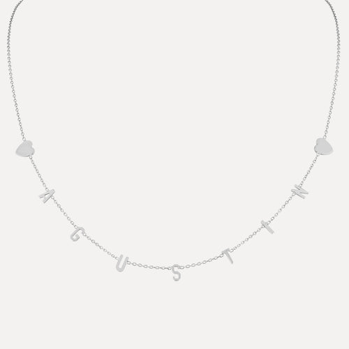 Mini Mini Letter Necklace with Hearts