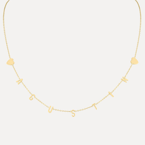 Mini Mini Letter Necklace with Hearts