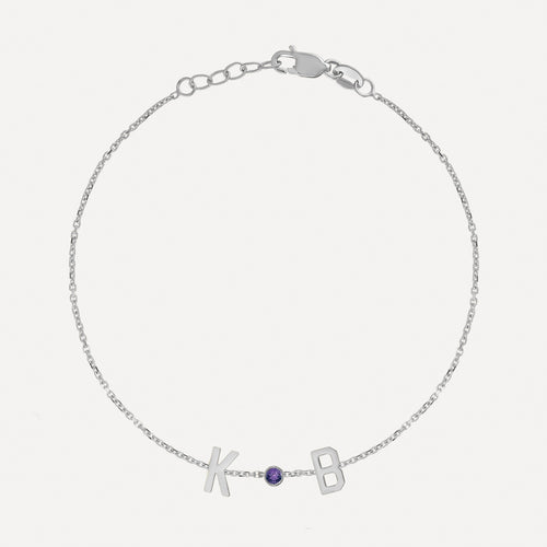 Mini Letter & Birthstone Bracelet