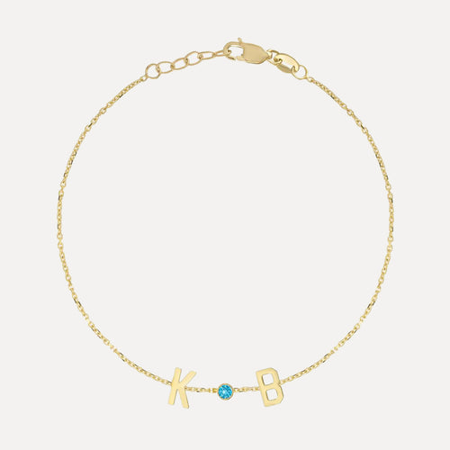 Mini Letter & Birthstone Bracelet